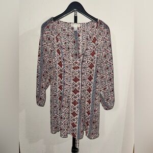 Forever 21 Red and Blue Patterned Blouse